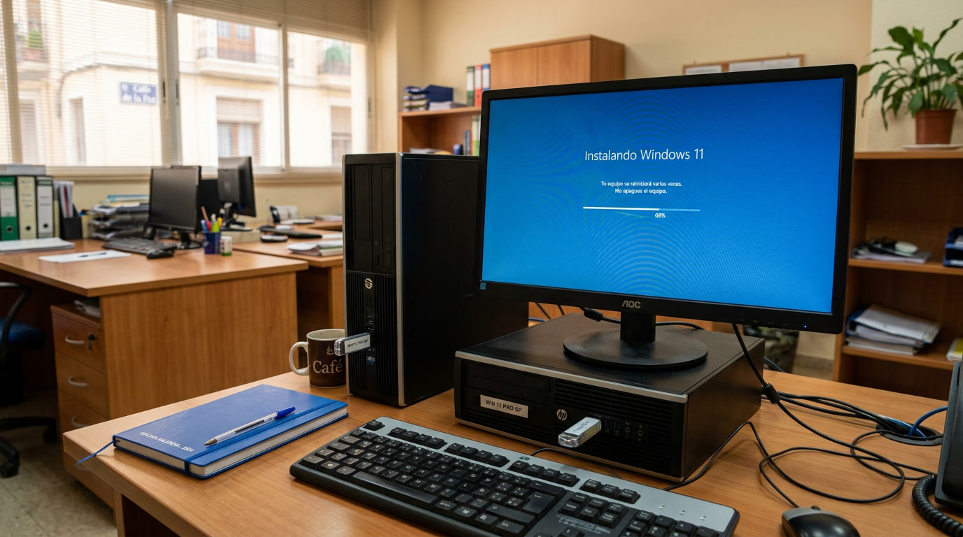 Oficina moderna con equipos informáticos